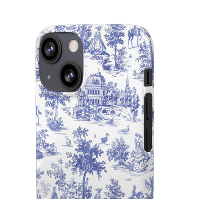 Snap Blue Vintage French Toile Cute Phone Cases for Samsung Galaxy S24, S23, S22, S21, S20, Plus, Ultra, Iphone 16, 15, 14, Pro and Max