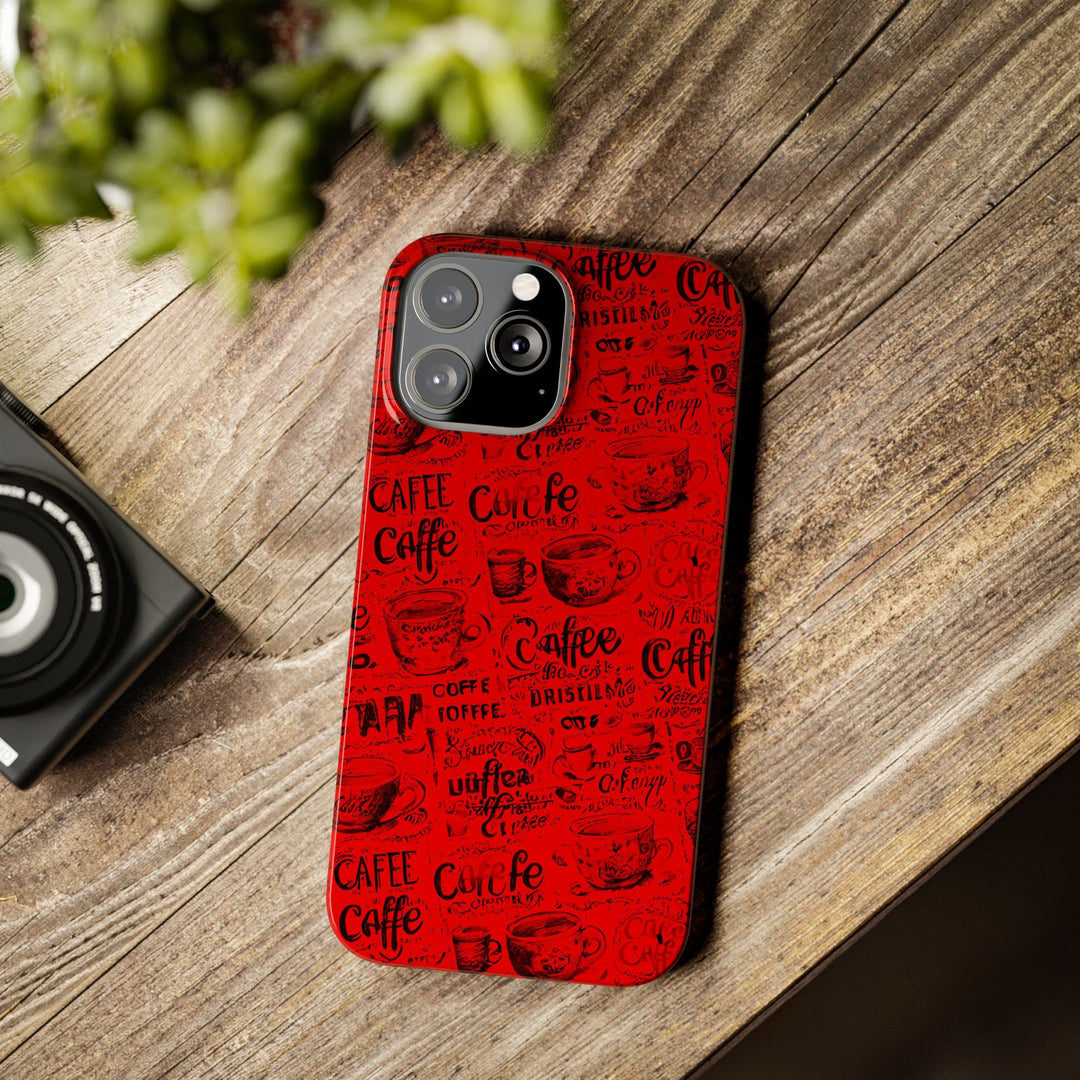 Slim Cute Phone Cases for Iphone - | iPhone 15 Case | iPhone 15 Pro Max Case, Iphone 14 Case, Iphone 14 Pro Max, Iphone 13, Red Black Coffee - Studio40ParkLane