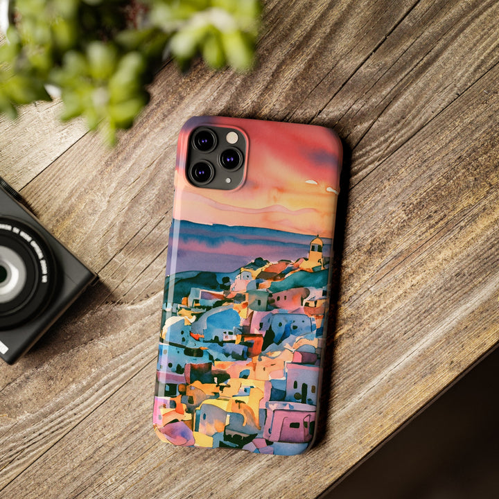 Slim Cute Phone Cases for Iphone | iPhone 15 Case | iPhone 15 Pro Max Case, Iphone 14, Iphone 14 Pro Max, Iphone 13, Colorful Greek House Watercolor - Studio40ParkLane