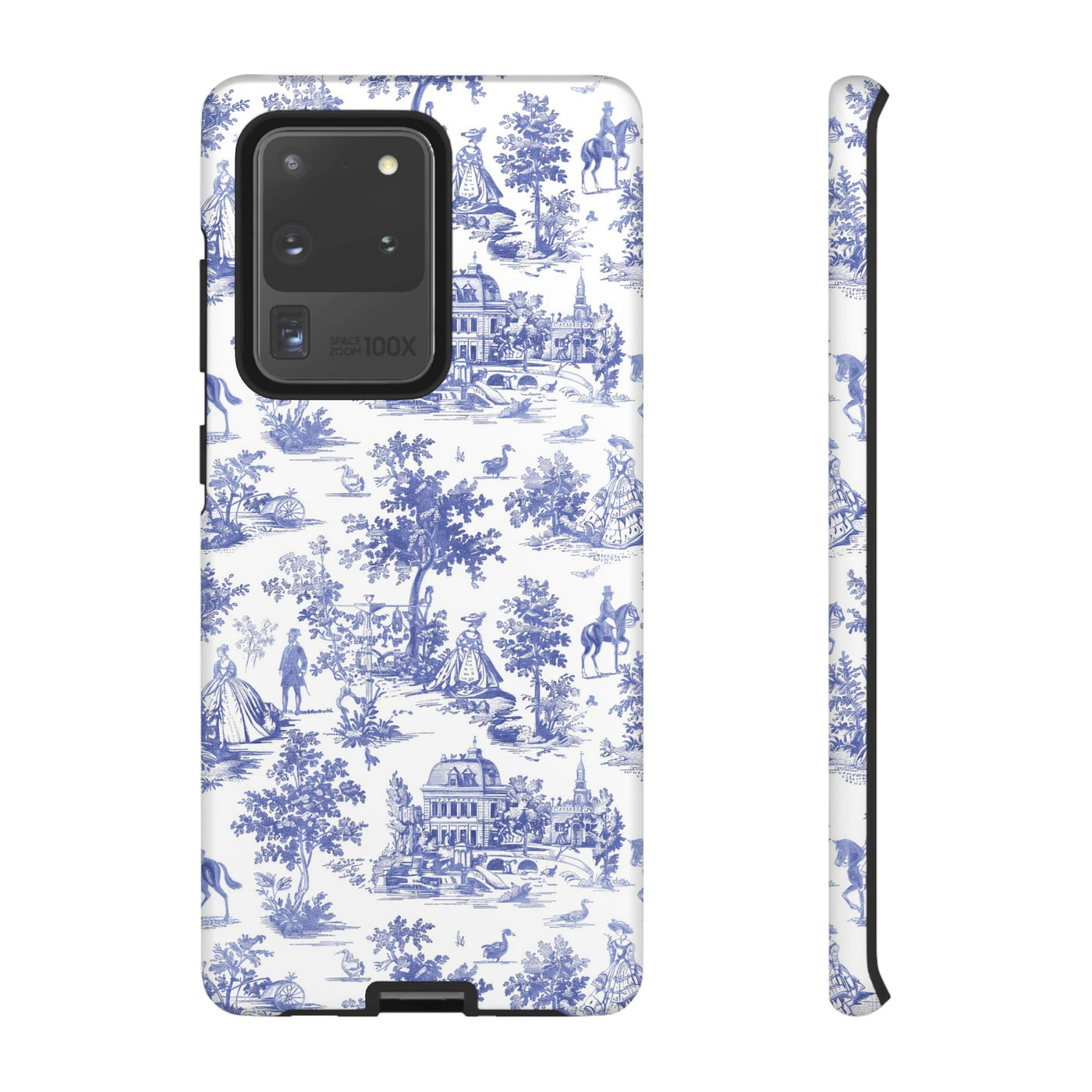 Premium Tough Blue French Toile Gift for Her Cute Phone Cases for Samsung and Iphone, 16, 15, 14, S24, S23, S22, S21, S20, Plus, Ultra, Pro