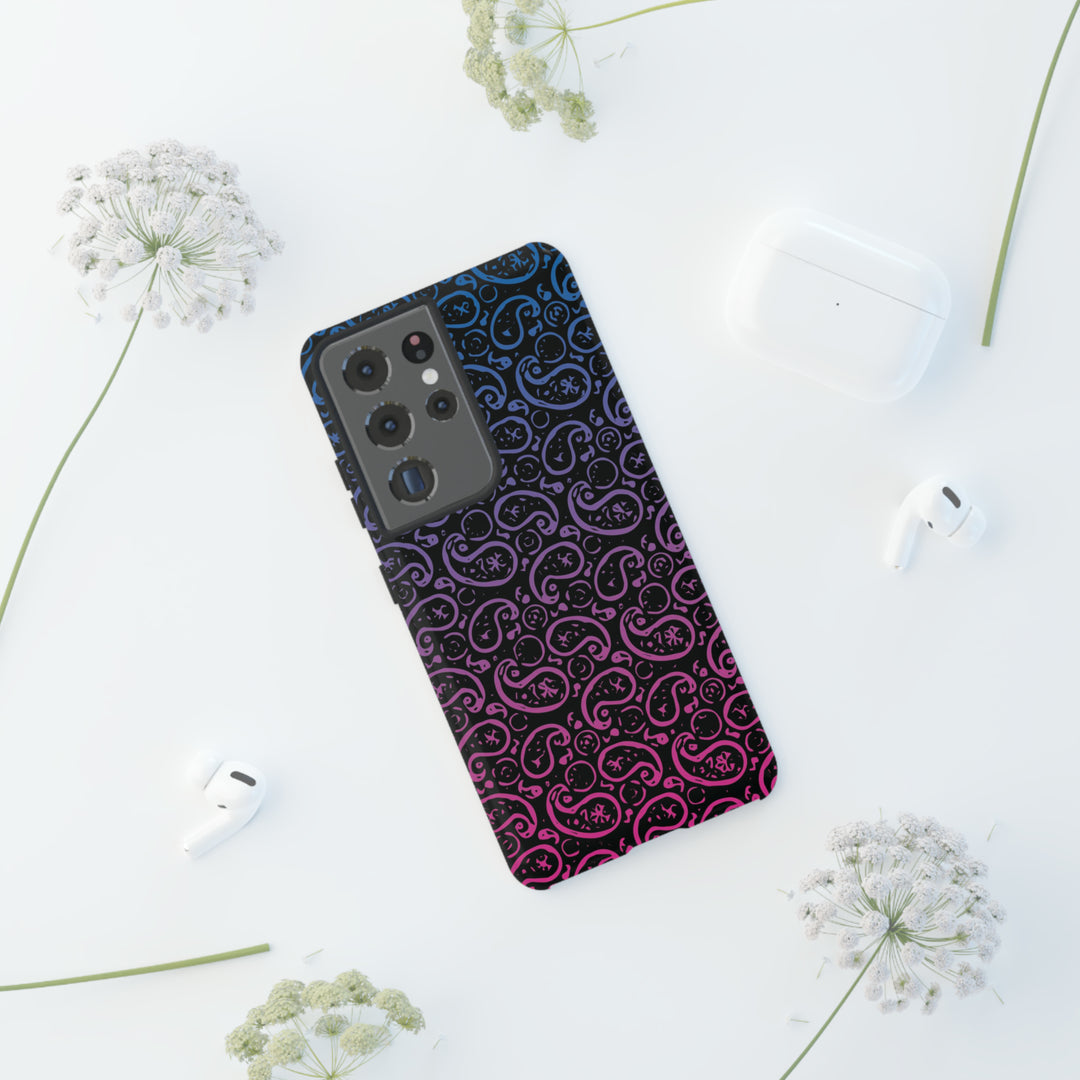 Cool Phone Case | Aesthetic Phone Case | Paisley Blue Pink Black | For Samsung Galaxy S23, S22, S21, S20 | Luxury Double Layer | Cute - Studio40ParkLane