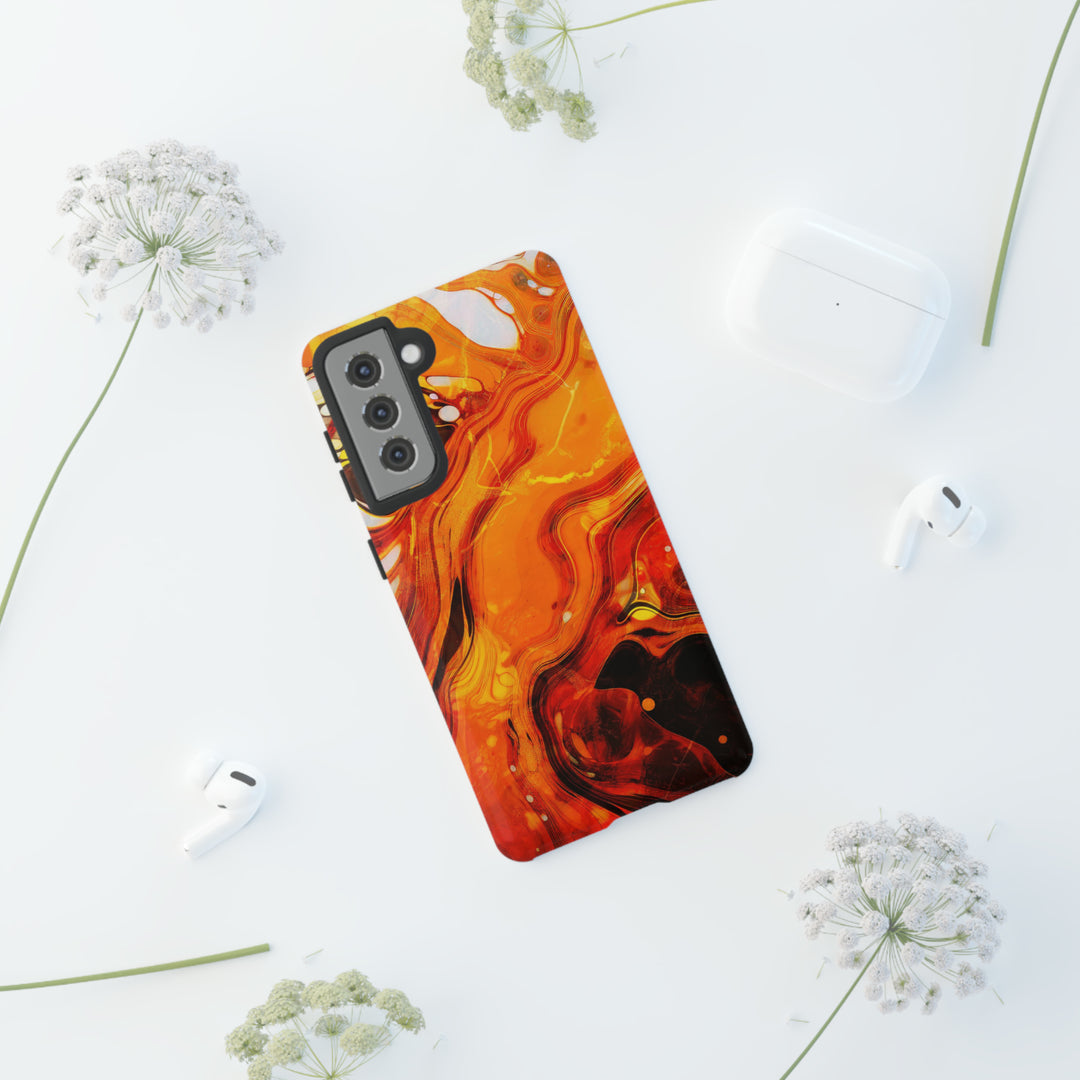 Cute Samsung Phone Cases, Designer Samsung Galaxy S23 Phone Case, Samsung S22 Case, Samsung S21 Case, Samsung S20 Case, Marble Orange Design - Studio40ParkLane