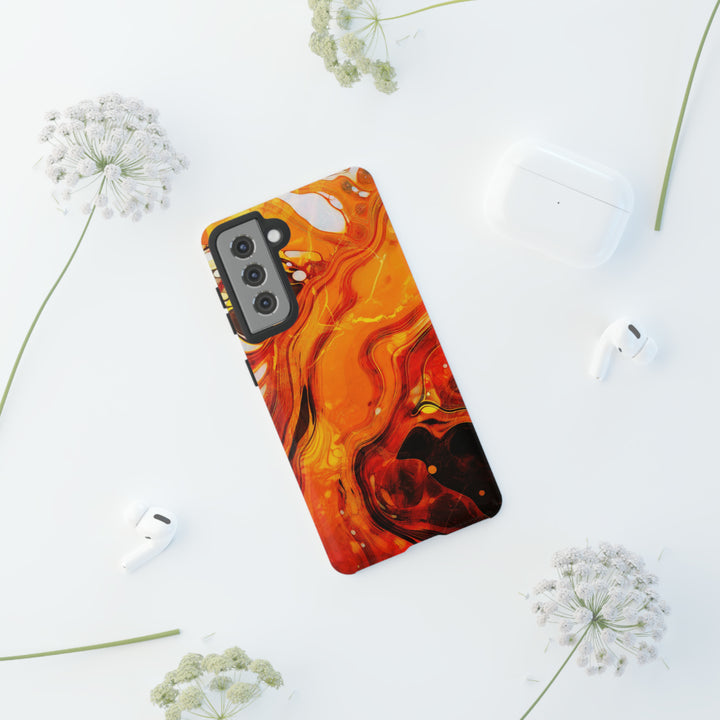 Cute Samsung Phone Cases, Designer Samsung Galaxy S23 Phone Case, Samsung S22 Case, Samsung S21 Case, Samsung S20 Case, Marble Orange Design - Studio40ParkLane