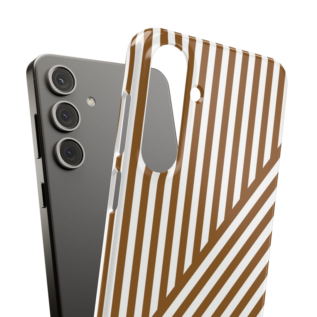 Aesthetic Mocha Brown Stripes Cute Phone Case Sleek Snap - For iPhone 17 Pro Max iPhone 16 Pro iPhone 15 Iphone 14 Plus 13 Pro 12 11 10 Gift - Studio40ParkLane