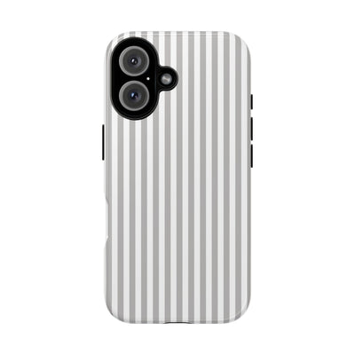 Tough Premium Ash Grey Stripes Phone Case Gift for Her - For Apple iPhone 16 Pro Max 16e iPhone 15 Pro iPhone Iphone 14 Plus 13 Pro 12 SE XR - Studio40ParkLane