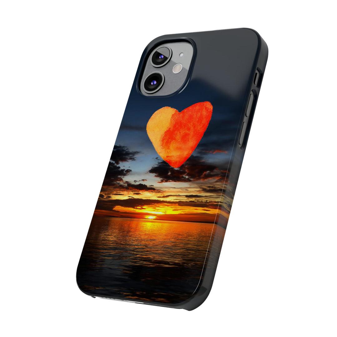 Slim Cute Phone Cases for Iphone - | iPhone 15 Case | iPhone 15 Pro Max Case, Iphone 14 Case, Iphone 14 Pro Max, Iphone 13, Rising Heart Sunset - Studio40ParkLane