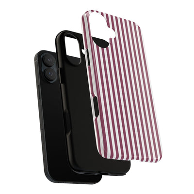 Tough Premium Old Claret Stripes Phone Case Gift for Her - For Apple iPhone 16 Pro Max 16e iPhone 15 Pro iPhone Iphone 14 Plus 13 Pro 12 SE XR - Studio40ParkLane