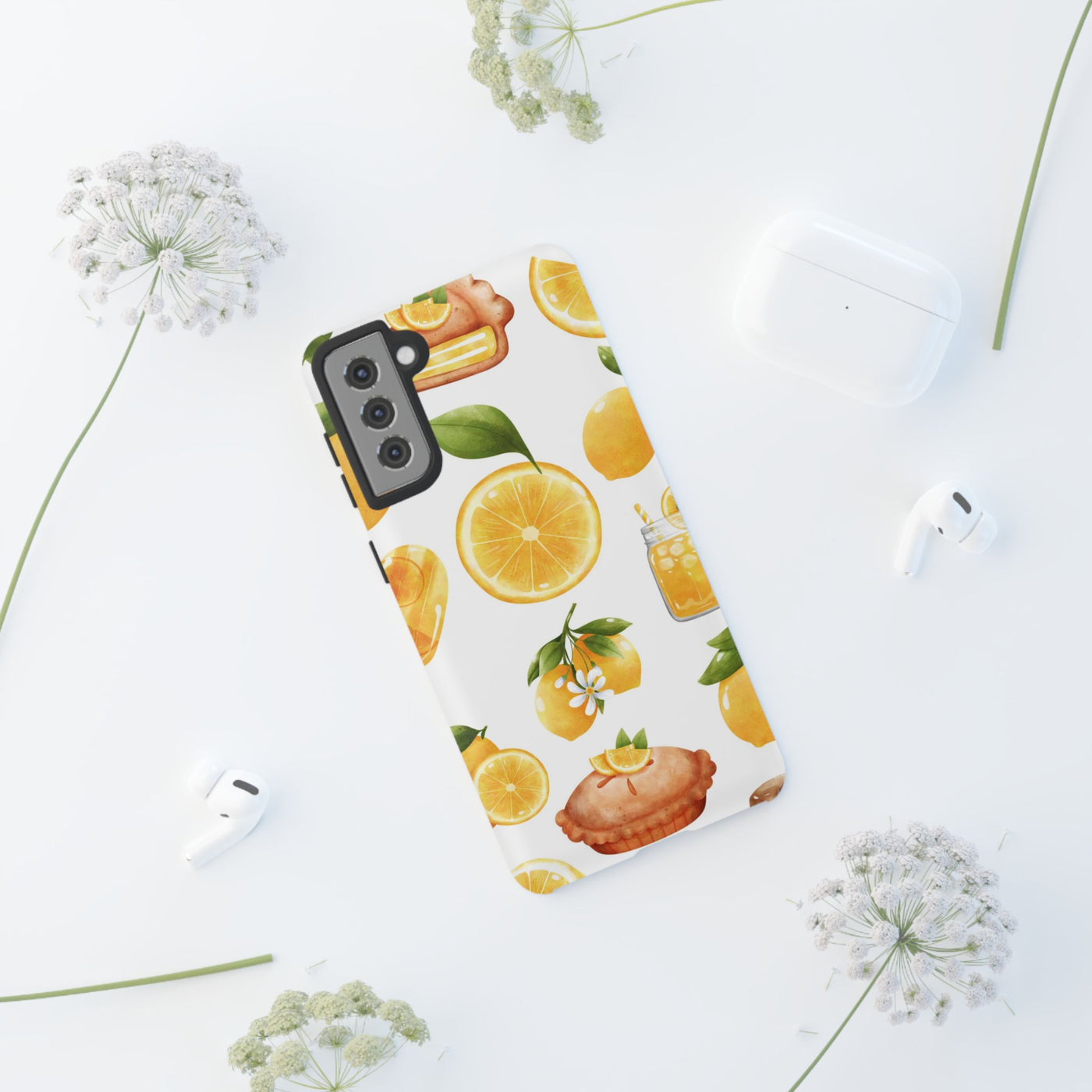 Impact Resistant, Lemon Fruit Pie, Cute Phone Cases for Samsung S24, S23, S22, S21, IPhone 15 pro Iphone 14 pro Iphone 13 IPhone 12 Iphone 11