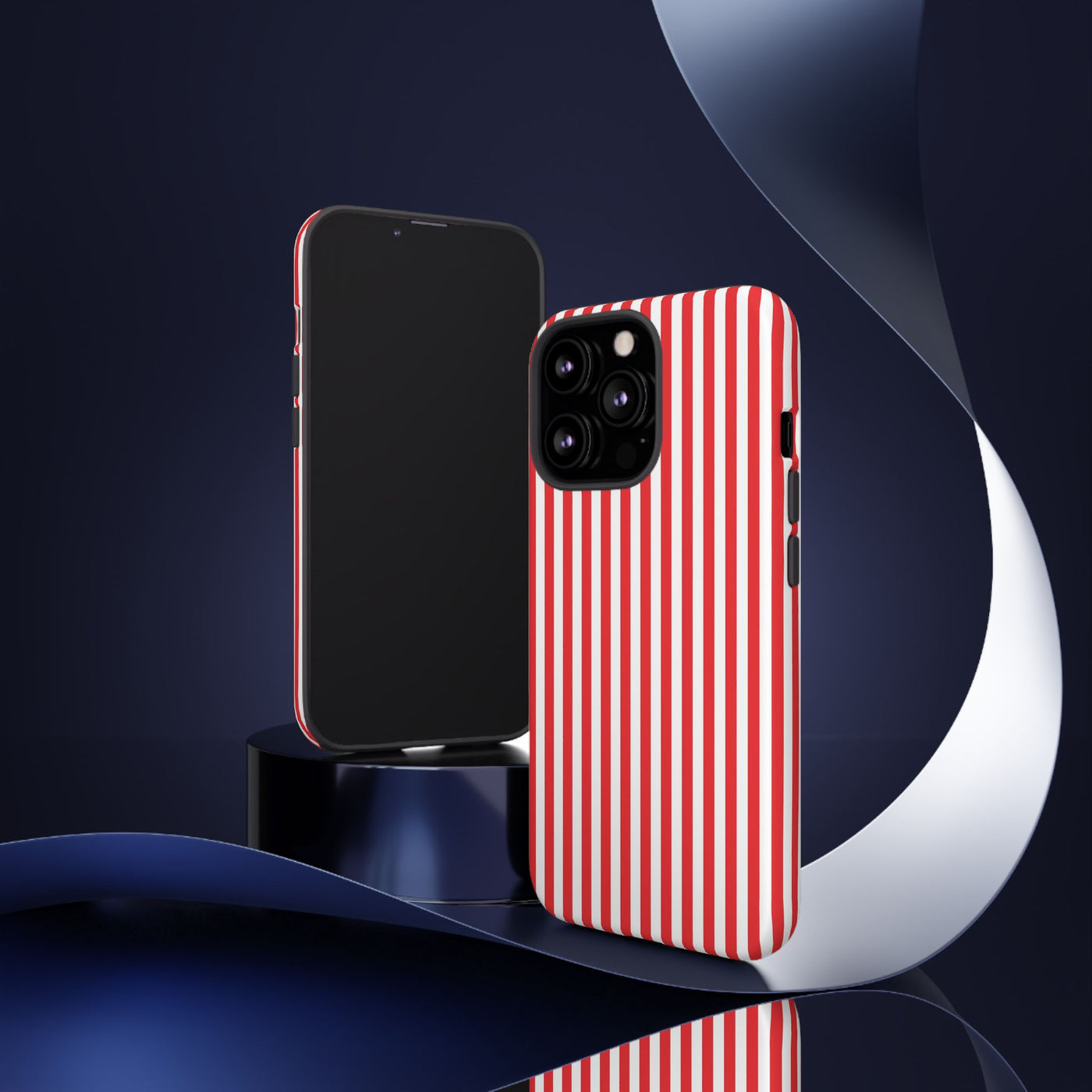 Tough Premium Poppy Red Stripes Phone Case Gift for Her - For Apple iPhone 16 Pro Max 16e iPhone 15 Pro iPhone Iphone 14 Plus 13 Pro 12 SE XR - Studio40ParkLane