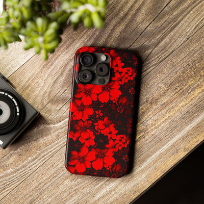 Slim Cute Phone Cases for Iphone - | iPhone 15 Case | iPhone 15 Pro Max Case, Iphone 14 Case, Iphone 14 Pro Max, Iphone 13, Red Black Flowers