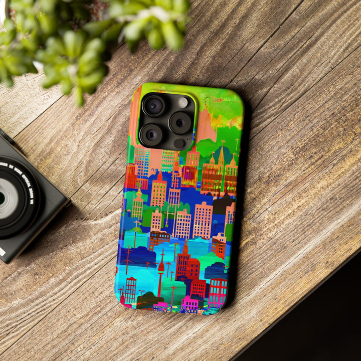 Slim Cute Phone Cases for Iphone - | iPhone 15 Case | iPhone 15 Pro Max Case, Iphone 14 Case, Iphone 14 Pro Max, Iphone 13, Summer City Skyline - Studio40ParkLane