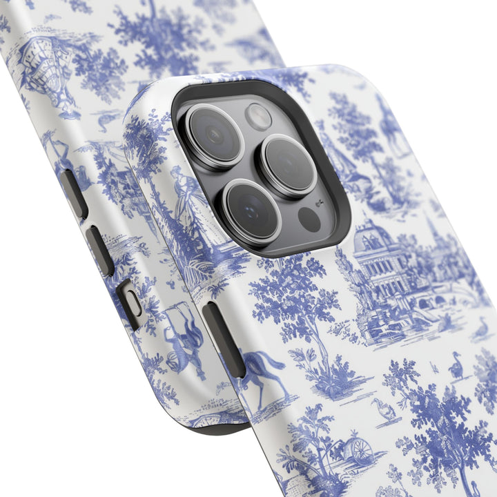 Blue Toile Magnetic Impact-Resistant Cute Phone Case for Iphone 16, iPhone 15 Pro Max Plus 14, 13, 12, 11 Gift for her - Studio40ParkLane