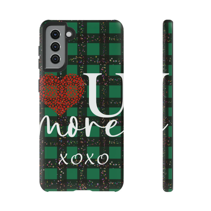 Cute Samsung Phone Cases, Designer Samsung Galaxy S23 Phone Case, Samsung S22 Case, Samsung S21 Case, Samsung S20 Case, Green Plaid Love You - Studio40ParkLane
