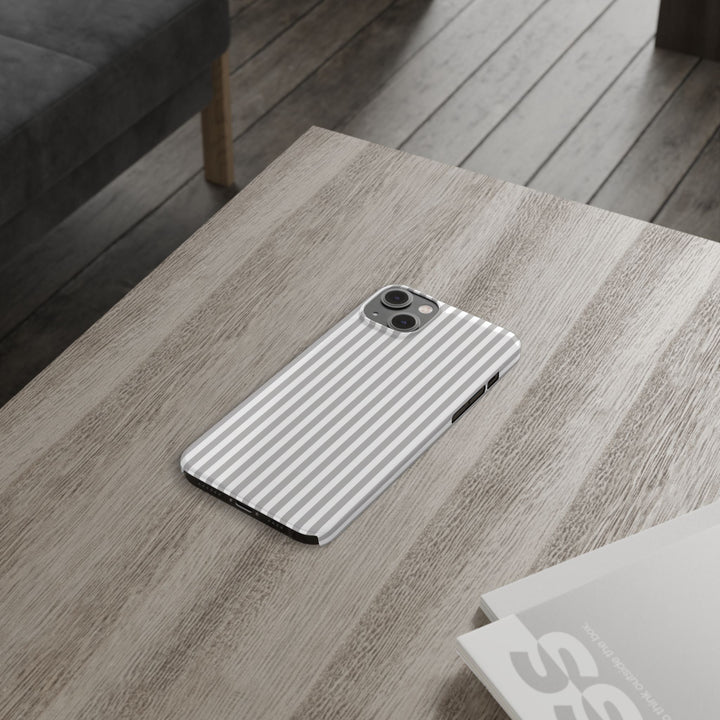 Slim Light Grey Striped Cute Phone Case for Iphone 16 - | iPhone 15 Pro Max Case | iPhone 14 Case Iphone 13 12 11 10 9 8 7 Gift for Her - Studio40ParkLane