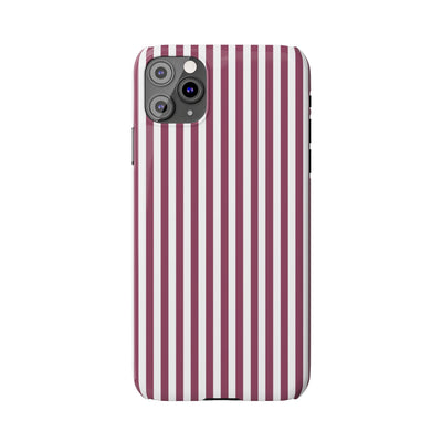 Slim Claret Red Striped Cute Phone Case for Iphone 16 - | iPhone 15 Pro Max Case | iPhone 14 Case Iphone 13 12 11 10 9 8 7 XS X Gift for Her - Studio40ParkLane