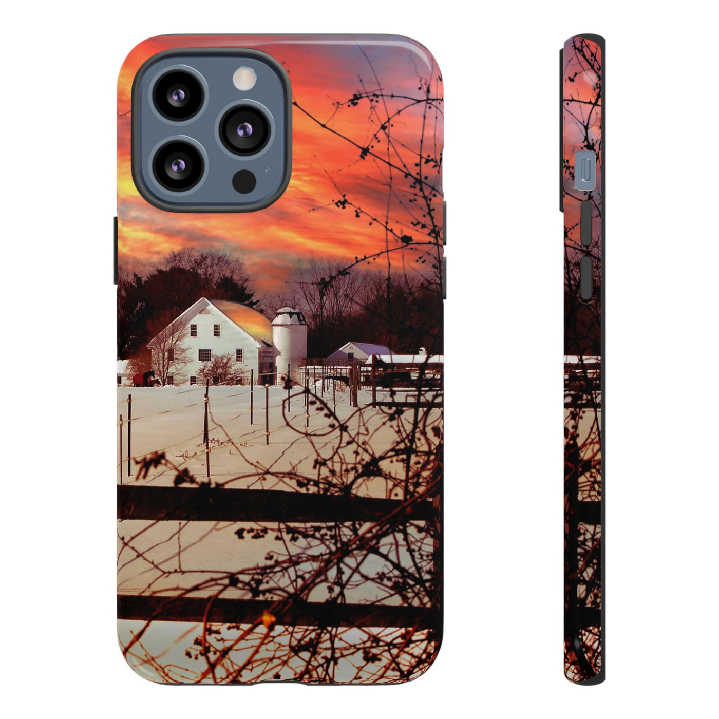 Impact Resistant, Winter Sunset Cute Phone Cases for Samsung S24, S23, S22, S21, IPhone 15 pro Iphone 14 pro Iphone 13 IPhone 12 Iphone 11