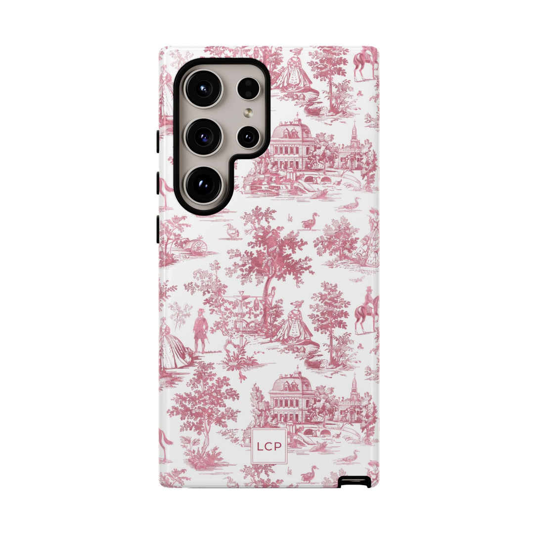Personalized Custom French Toile Tough Cute Phone Case For Apple iPhone 18, 17, 16, 15 14, Pro Max, Samsung Galaxy S26, S25, S24 Plus Ultra