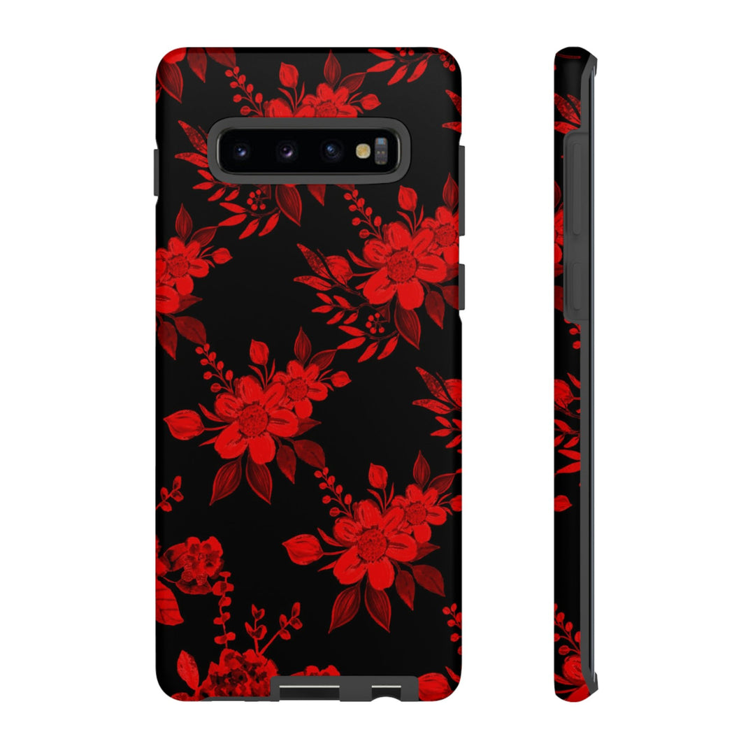 Cute Samsung Phone Case | Aesthetic Samsung Phone Case | Galaxy S23, S22, S21, S20 | Red Black Flowers, Protective Phone Case - Studio40ParkLane