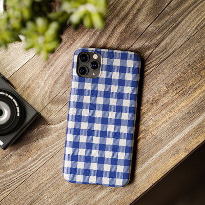 Slim Blue Gingham Gift for Her Cute Phone Cases for Iphone 16 Pro Max | iPhone 15 Case | iPhone 15 Pro Max Case, Iphone 14, 13, 12, 11, 10, 8, 7