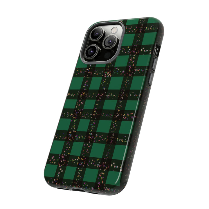 Cute IPhone Case | iPhone 15 Case | iPhone 15 Pro Max Case, Iphone 14 Case, Iphone 14 Pro Max Case IPhone Case for Art Lovers, Green Festive Plaid - Studio40ParkLane