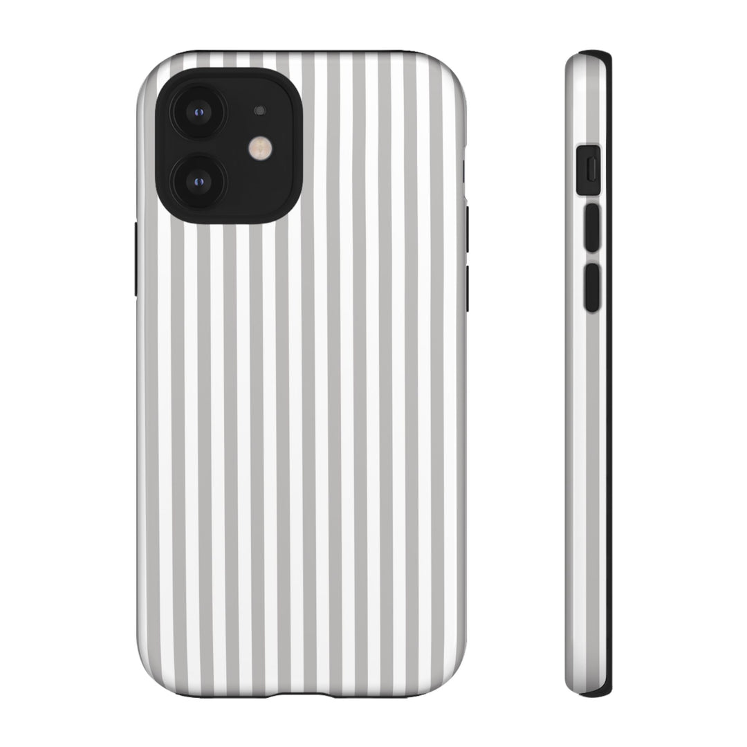 Tough Premium Ash Grey Stripes Phone Case Gift for Her - For Apple iPhone 16 Pro Max 16e iPhone 15 Pro iPhone Iphone 14 Plus 13 Pro 12 SE XR - Studio40ParkLane