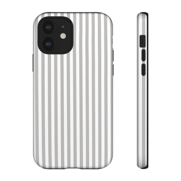 Tough Premium Ash Grey Stripes Phone Case Gift for Her - For Apple iPhone 16 Pro Max 16e iPhone 15 Pro iPhone Iphone 14 Plus 13 Pro 12 SE XR - Studio40ParkLane