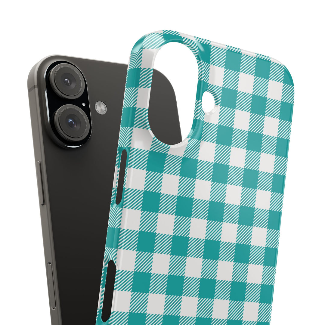 Slim Turquoise Gingham Gift for Her Cute Phone Cases for Iphone 16 Pro Max | iPhone 15 Case | iPhone 15 Pro Max Case, Iphone 14, 13, 12, 11, 10, 8, 7 - Studio40ParkLane