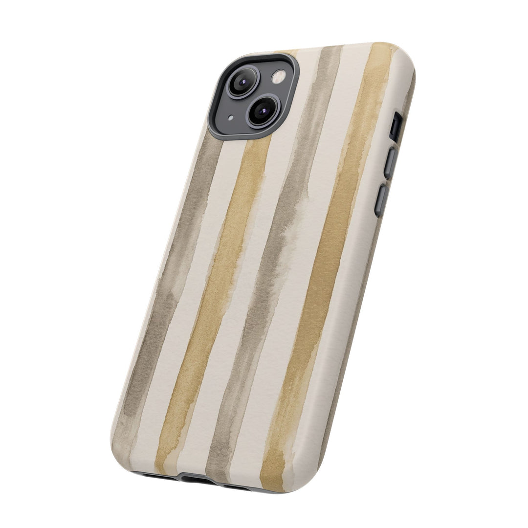 Tough Cute Brown Beige Stripes Phone Case, for IPhone 17 Pro Max | Iphone 17 Air, Iphone 16, IPhone 15, 14 13 12, Samsung Galaxy S26, S25, S24, S23 - Studio40ParkLane