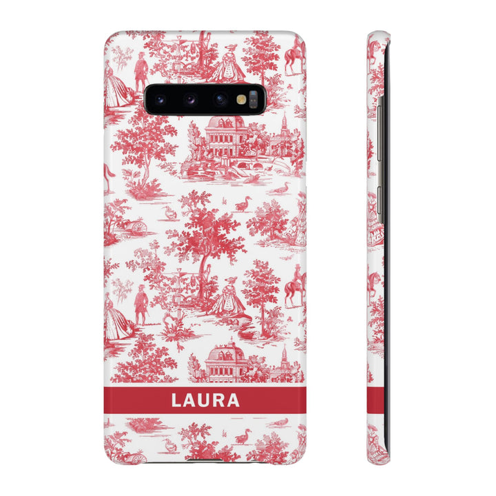 Snap French Toile Personalized Initial Custom Gift for Her Cute Phone Cases for Samsung S24, S23, S22, S21, S20, Plus and Ultra and Iphone, 16, 15, 14, 13, 12, 11. 10 - Studio40ParkLane