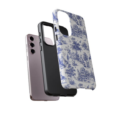 Premium Tough Blue French Toile Gift for Her Cute Phone Cases for Samsung and Iphone, 16, 15, 14, S24, S23, S22, S21, S20, Plus, Ultra, Pro