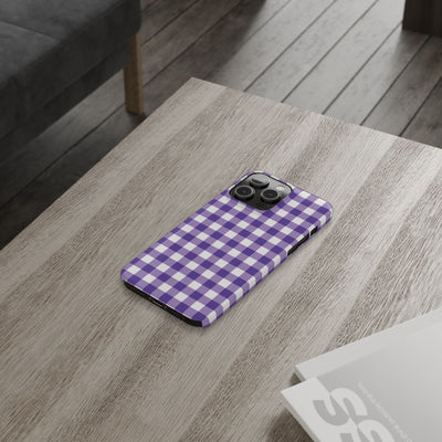 Slim Purple Gingham Gift for Her Cute Phone Cases for Iphone 16 Pro Max | iPhone 15 Case | iPhone 15 Pro Max Case, Iphone 14, 13, 12, 11, 10, 8, 7