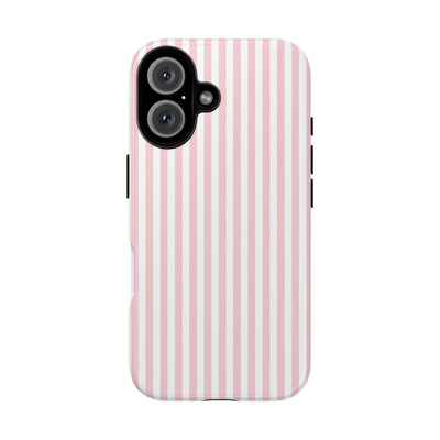 Tough Premium Sweet Pink Stripes Phone Case Gift for Her - For Apple iPhone 16 Pro Max 16e iPhone 15 Pro iPhone Iphone 14 Plus 13 Pro 12 SE XR - Studio40ParkLane