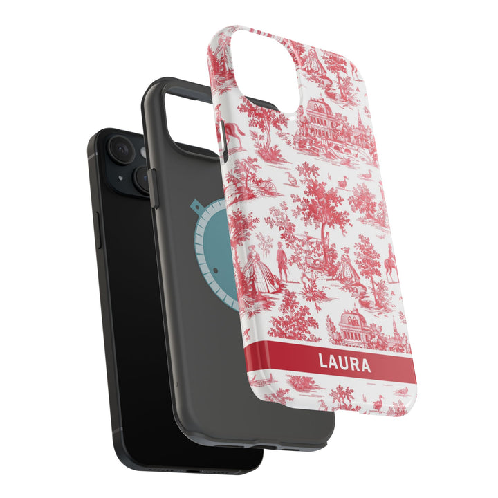 Magsafe French Toile Personalized Initial Custom Gift for Her Cute Phone Cases for Iphone 16 Pro Max | iPhone 15 Case | iPhone 15 Pro Max Case, Iphone 14, 13, 12, 11, 10, 8, 7 - Studio40ParkLane