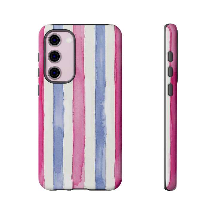 Tough Cute Pink Blue Stripes Phone Case, for IPhone 17 Pro Max | Iphone 17 Air, Iphone 16, IPhone 15, 14 13 12, Samsung Galaxy S26, S25, S24, S23 - Studio40ParkLane
