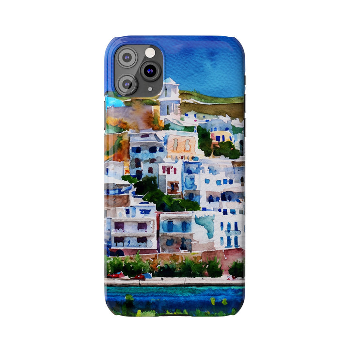 Slim Cute Phone Cases for Iphone | iPhone 15 Case | iPhone 15 Pro Max Case, Iphone 14, Iphone 14 Pro Max, Iphone 13, Colorful Greek House Watercolor - Studio40ParkLane