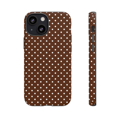 Aesthetic Tough Mocha Brown Polka Dots Premium Phone Case - For iPhone 17 Pro Max iPhone 16 Pro iPhone 15 Iphone 14 Plus 13 Pro 12 11 10 - Studio40ParkLane