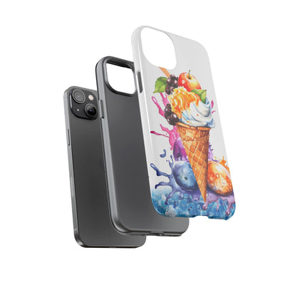 Impact Resistant, Summer Ice Cream Cone, Cute Phone Cases for Samsung S24, S23, S22, S21, IPhone 15 pro Iphone 14 pro Iphone 13 IPhone 12 Iphone 11