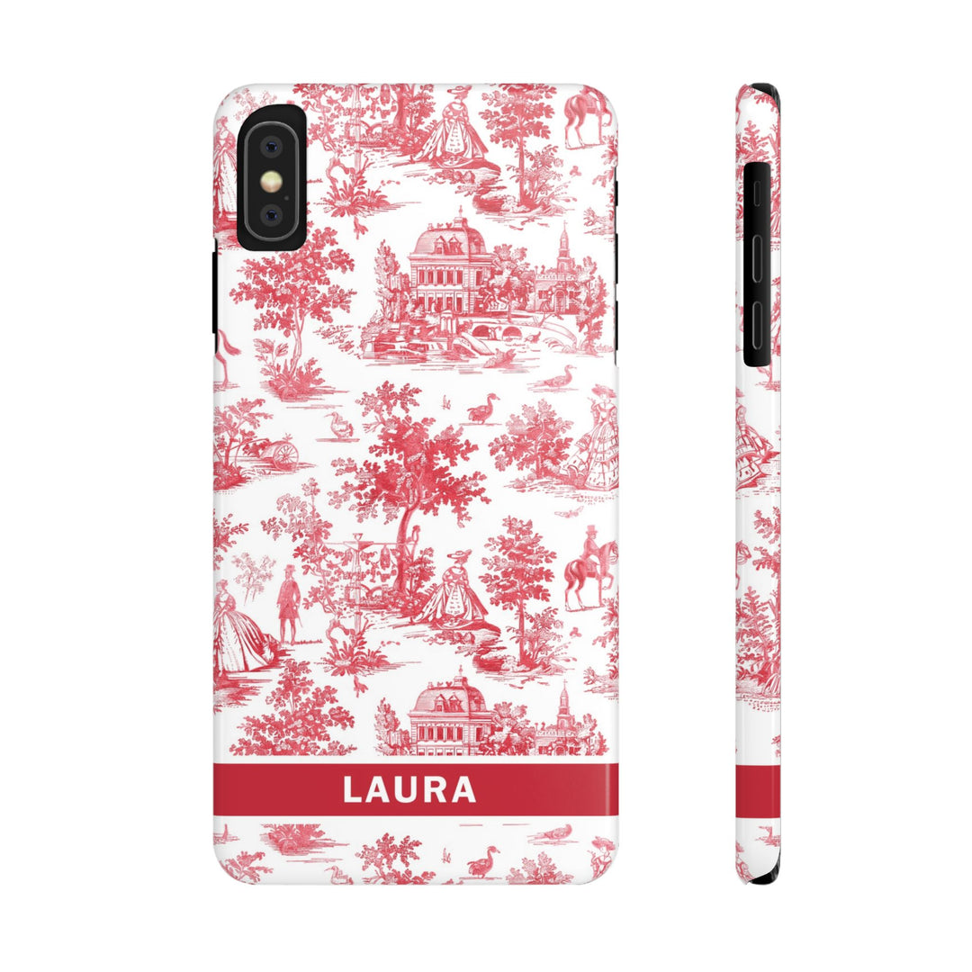 Slim French Toile Personalized Initial Custom Gift for Her Cute Phone Cases for Iphone 16 Pro Max | iPhone 15 Case | iPhone 15 Pro Max Case, Iphone 14, 13, 12, 11, 10, 8, 7 - Studio40ParkLane