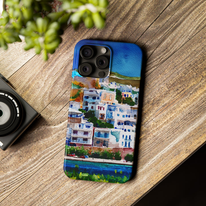 Slim Cute Phone Cases for Iphone | iPhone 15 Case | iPhone 15 Pro Max Case, Iphone 14, Iphone 14 Pro Max, Iphone 13, Colorful Greek House Watercolor - Studio40ParkLane