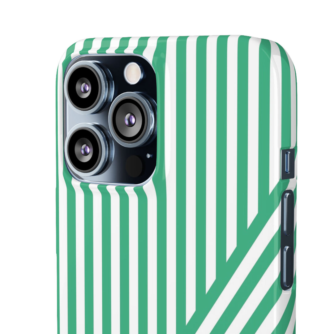Aesthetic Emerald Stripes Cute Phone Case Sleek Snap - For iPhone 17 Pro Max iPhone 16 Pro iPhone 15 Iphone 14 Plus 13 Pro 12 11 10 Gift