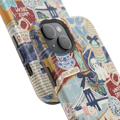 New York Winter Coquette Collage Tough Magsafe Cute Phone Cases for Iphone | iPhone 17 Pro Max Case, Iphone 16, Iphone 15 14 13 12 11 10 9