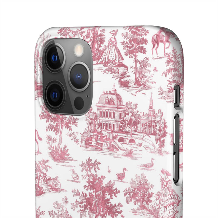 Sleek Snap Pink French Toile Cute Phone Case for iPhone 16 15 14 13 12 11 X Xs Max Xr Pro Plus Samsung Galaxy S24 S23 S22 S21 S20 Note Ultra