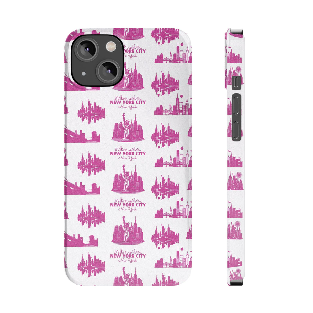 Slim New York Skyline Pink Collage Coquette Gift for Her Cute Phone Cases for Iphone 16 Pro Max | iPhone 15 Case | iPhone 15 Pro Max Case, Iphone 14, Iphone 14 Pro Max, Iphone 13 12 11 8 7 - Studio40ParkLane
