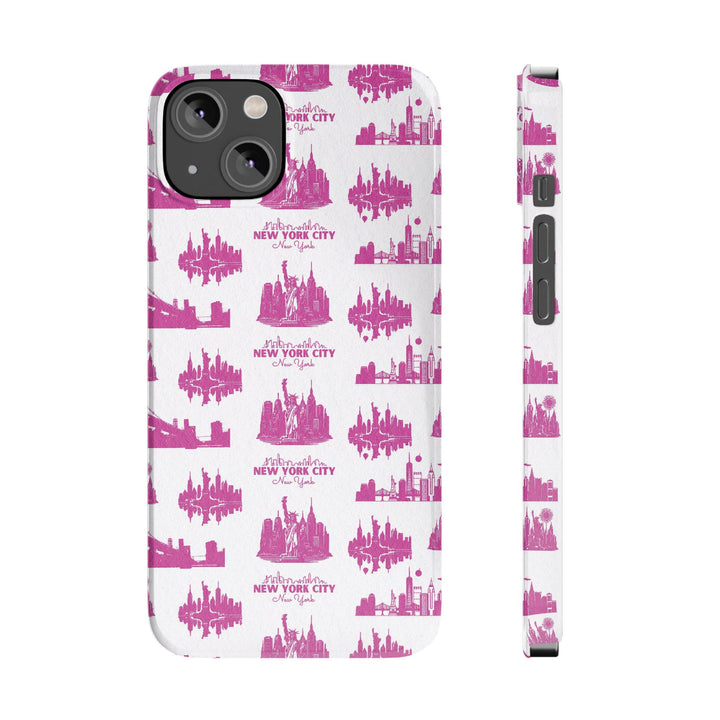 Slim New York Skyline Pink Collage Coquette Gift for Her Cute Phone Cases for Iphone 16 Pro Max | iPhone 15 Case | iPhone 15 Pro Max Case, Iphone 14, Iphone 14 Pro Max, Iphone 13 12 11 8 7 - Studio40ParkLane