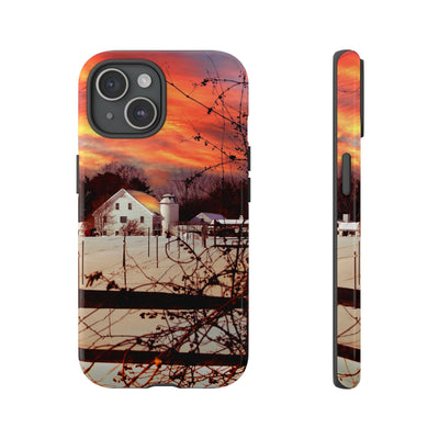 Impact Resistant, Winter Sunset Cute Phone Cases for Samsung S24, S23, S22, S21, IPhone 15 pro Iphone 14 pro Iphone 13 IPhone 12 Iphone 11