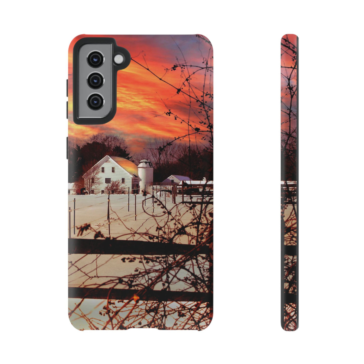 Impact Resistant, Winter Sunset Cute Phone Cases for Samsung S24, S23, S22, S21, IPhone 15 pro Iphone 14 pro Iphone 13 IPhone 12 Iphone 11