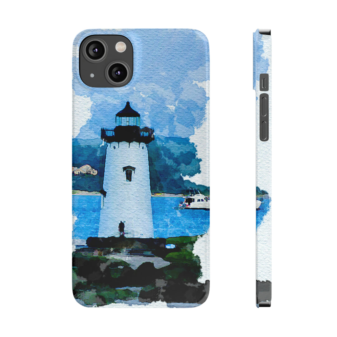 Slim Cute Phone Cases for Iphone - | iPhone 15 Case | iPhone 15 Pro Max Case, Iphone 14 Case, Iphone 14 Pro Max, Iphone 13, Beach Lighthouse Blue - Studio40ParkLane