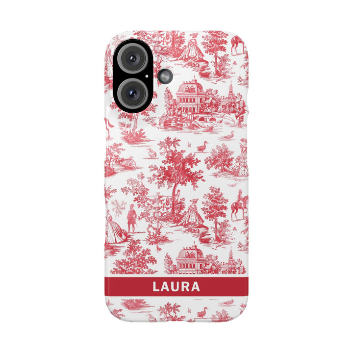 Slim French Toile Personalized Initial Custom Gift for Her Cute Phone Cases for Iphone 16 Pro Max | iPhone 15 Case | iPhone 15 Pro Max Case, Iphone 14, 13, 12, 11, 10, 8, 7 - Studio40ParkLane