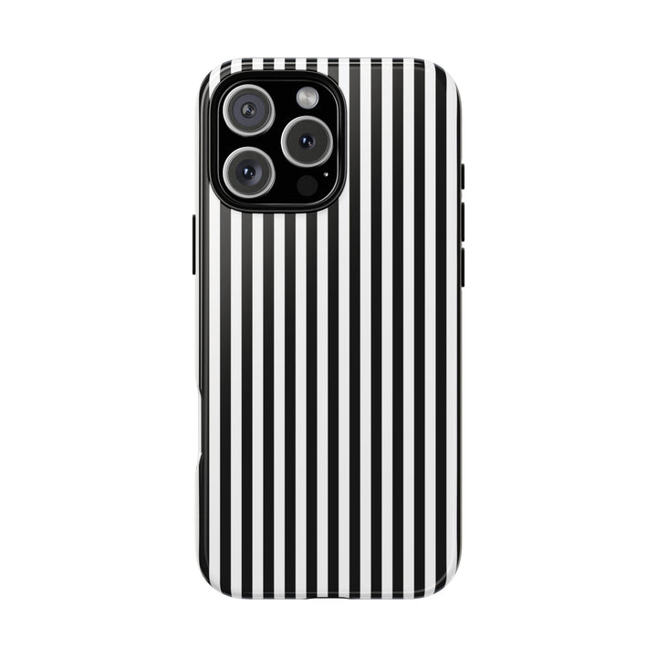 Tough Premium Black White Stripes Phone Case Gift for Her - For Apple iPhone 16 Pro Max 16e iPhone 15 Pro iPhone Iphone 14 Plus 13 Pro 12 SE XR - Studio40ParkLane