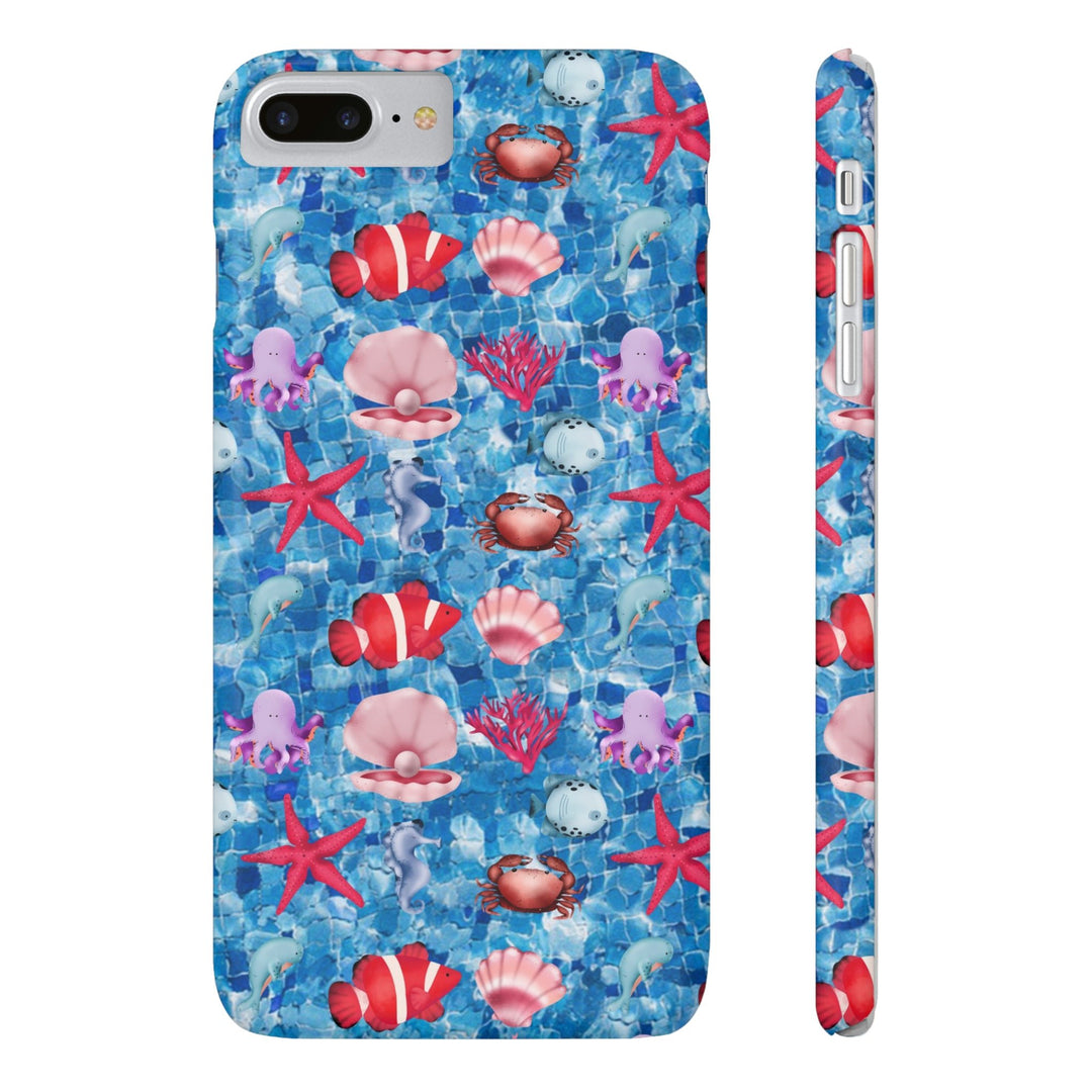 Slim Cute Phone Cases for Iphone - | iPhone 15 Case | iPhone 15 Pro Max Case, Iphone 14 Case, Iphone 14 Pro Max, Iphone 13, Blue Red Under Sea - Studio40ParkLane